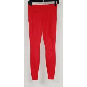 Athleta Contender Tight Leggings 27" Side Zipper Pockets Women's Size S Red EUC